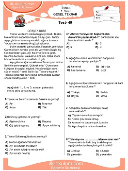 ilkokul 1. Sınıf Genel Tekrar Testleri 